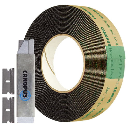 CANOPUS Heavy Duty Hook and Loop Strips with Adhesive, Industrial Strength Reclosable Fastener, Black, 1in x 6ft