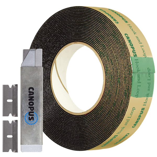 CANOPUS Heavy Duty Hook and Loop Strips with Adhesive, Industrial Strength Reclosable Fastener, Black, 1in x 6ft