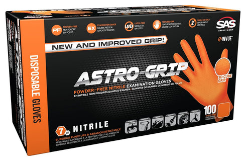 Astro-Grip Powder-Free Nitrile Disposable Gloves, Exam Grade, Size X-Large, 7 mil Thickness, Chemical & Puncture