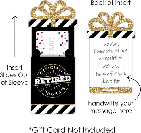 Set 8 Big Dot of Happiness Happy Retirement - Retirement Party Money and Gift Card Sleeves - Nifty Gifty Card Holders