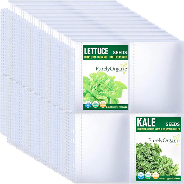 MUQING 30 Pack Seed Packet Binder Sleeves: 120 Pockets Garden Seed Storage Organizer Pages for 3 Ring Binder