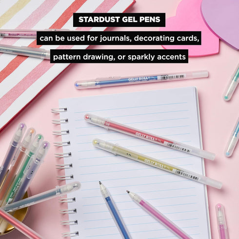 SAKURA Gelly Roll Stardust Clear Glitter Gel Pens - 6 Pack Bold Point Ink for Lettering, Drawing, Invitations &