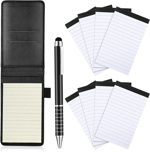 Outus 10 Pcs Mini Pocket Notepad Holder Set, Mini Pocket Notepad Holder with 50 Lined Sheets, 3 x 5 Inch Memo Book