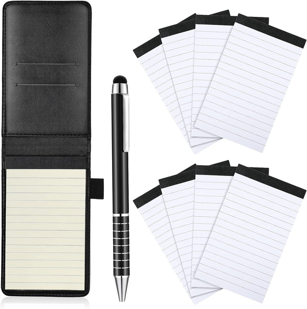 Outus 10 Pcs Mini Pocket Notepad Holder Set, Mini Pocket Notepad Holder with 50 Lined Sheets, 3 x 5 Inch Memo Book