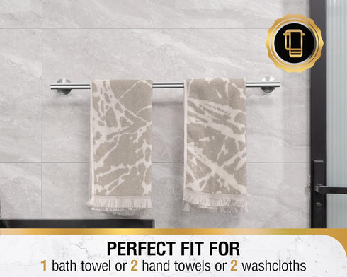 HITSLAM Chrome 25.7 Inch Towel Bar for Bathroom, SUS304 Stainless Steel Wall Mounted Towel Rack with Hardware