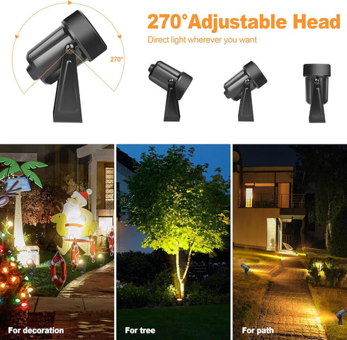 NEWKAZ 65.6FT IP65 18W 1800LM 3000K, Pack 6 Outdoor Landscape lighting Low Voltage, Wired LED Spot light with Plug
