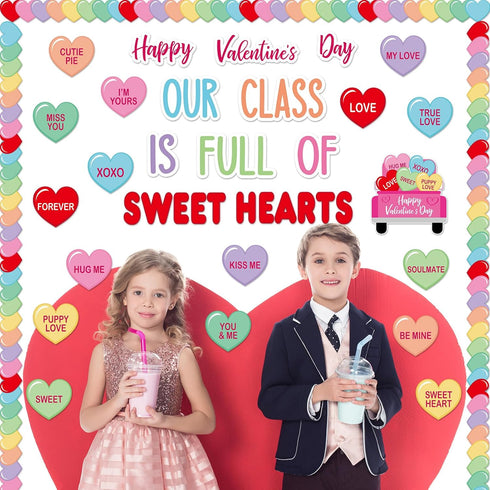 Valentine's Day Heart Paper Cutouts Bulk with Borders: Classroom Decorations for Craft Projects, School Party Decor