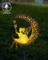 Vuees Solar Garden Statues Outdoor Decor, Fairy Moon Figurine Light Stake, Housewarming Ornament for Patio, Lawn, Yard