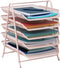 Mind Reader 5-Tier Paper Tray, Desktop Organizer for File Storage, Metal Mesh, Pink