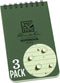 Rite in the Rain Weatherproof Top Spiral Notebook - 3" x 5", Green Cover, Universal Pattern, 3 Pack