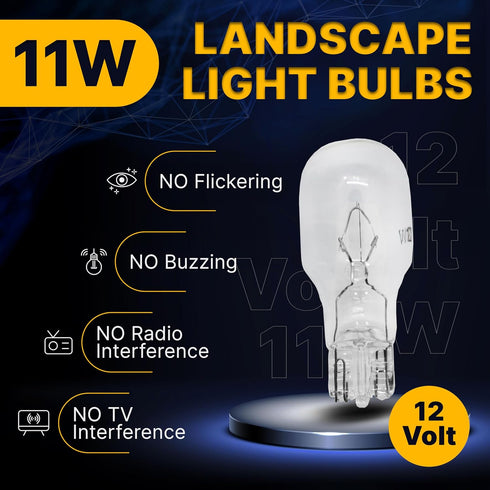 Landscape Low Voltage - 12 Volt 11W - T5 Wedge Bulbs - Compatible with Malibu Lights - Garden - Deck Light Bulbs - Yard Bulbs - 10 Pack (Clear) by Diximus