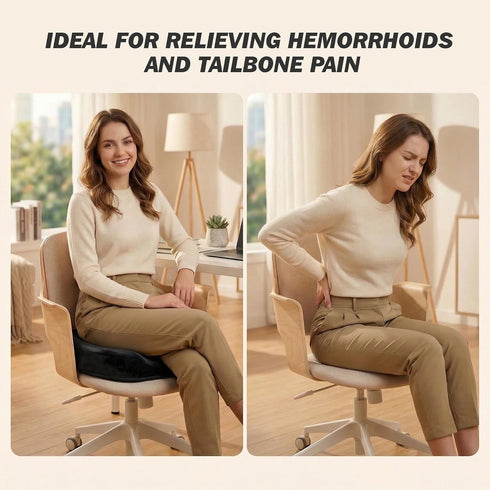 D DITALON Tailbone Donut Pillow Seat Cushion for Pain Relief, Memory Foam Coccyx Cushion with Ergonomic Cutout