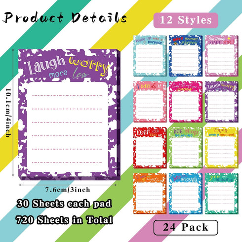 Yinder 24 Pcs Inspirational Sticky Notes 3 x 4, Motivational Funny Memo Pads for Women Office Appreciation Gifts