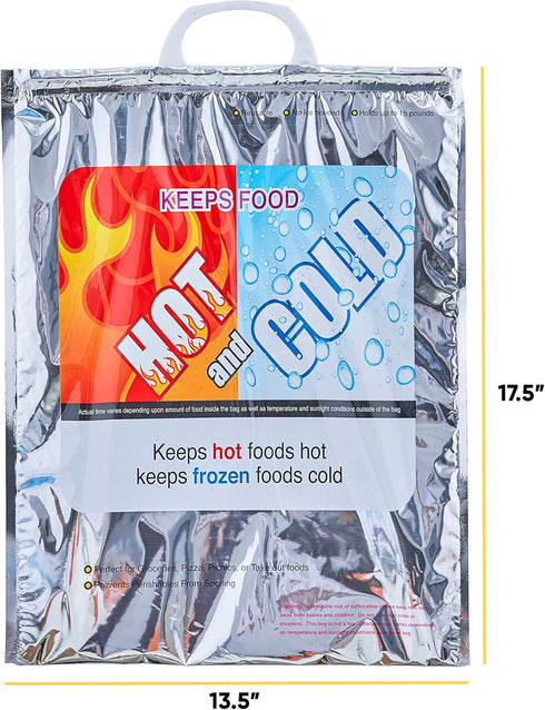 Frozen (1, 13.5"x17.5") Superio Hot and Cold Insulated Bags for Food Delivery, Grocery Shopping Bags, Food Storage