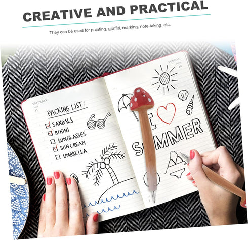 Ciieeo Mushroom Pens 5pcs, Cute Holiday Stuffers, Mushroom Fillers Classroom Ballpoint Pens for Party Favors