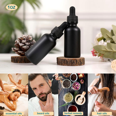 24 Pack, 1oz Glass Dropper Bottle, Frosted Black Tincture Bottles with Dropper for All Kinds of Liquids