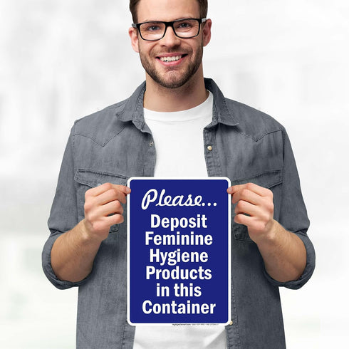 10x7 Inches, 4 Please Deposit Feminine Hygiene Products In This Container Sign, Mil Vinyl Decal Stickers Weather