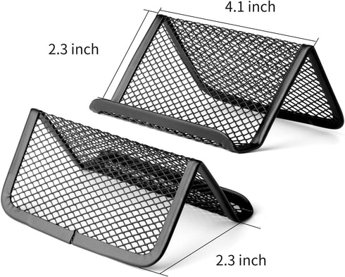 Black Metal Mesh Business Card Holder Desk Business Card Organizer for Desk Office Name Card with 50 Name Card Capacity-6pcs