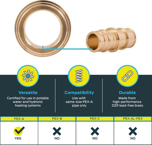 SharkBite 3/4 Inch Expansion Coupling for PEX-A Pipe, Brass Plumbing Fittings for PEX-A Tubing