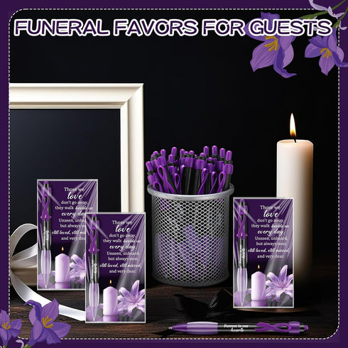 Sayglossy 120 Set Set-120 200 100 Memorial Funeral Favor for Guest Thank You Funeral Ballpoints and Prayer Cards, Opp