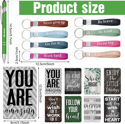 PerKoop 48 Pcs Inspirational Gifts Bulk Motivational Notepads Ballpoint Pens Keychains Set Modern Farmhouse Journal Notebooks Christian Gifts for Teachers School Office Party Favor Supplies by PerKoop