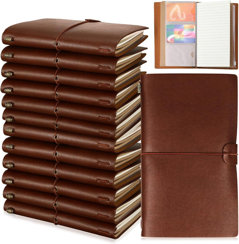 Cholemy 12 Pcs PU Leather Journal Notebook Bulk, Personalized DIY Engraved Leather Journal for Coworker Gifts