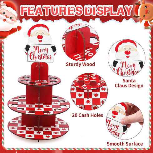 CCINEE Christmas Money Holders for Cash Gift, Creative Santa Claus Wooden Money Dispenser for Xmas Give Money Gifts