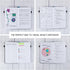Coeus Journal A5 Half Dot Grid/Half College Ruled Notebook, 3-Pack, Extra Thick 160GSM Paper, Dry Erase Sheet, Black