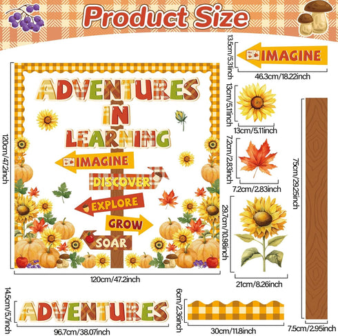 Fall Bulletin Board Classroom Decoration, Autumn Pumpkins Maple Signpost Paper Cutouts for Teachers