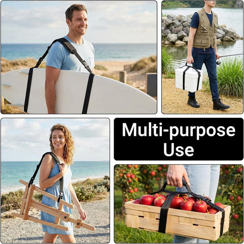 3 Pack Set, Backpacking Adjustable Beach Chair Carry Strap Shoulder Straps for Folding Chairs, Box Carrying Strap