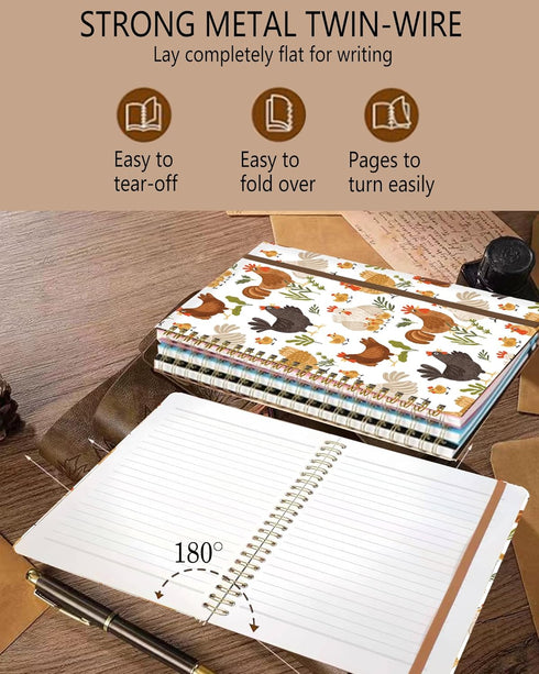 Spiral Journal Notebook, A5 Cute Notebooks for Work & Note Taking, College Ruled Hardcover, 60 Pages (Cute Chicken)