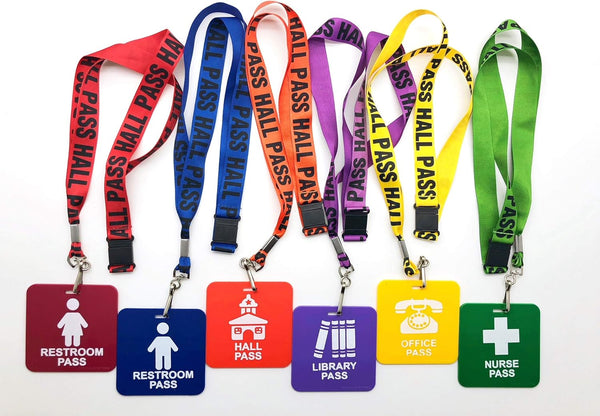 GIFTEXPRESS Hall Pass Lanyards and School Passes, Set of 6