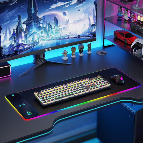 GIM Wireless Charging RGB Gaming Mouse Pad, 15W, LED Mouse Mat 800x300x4MM, Extra Large Non-Slip Rubber Base