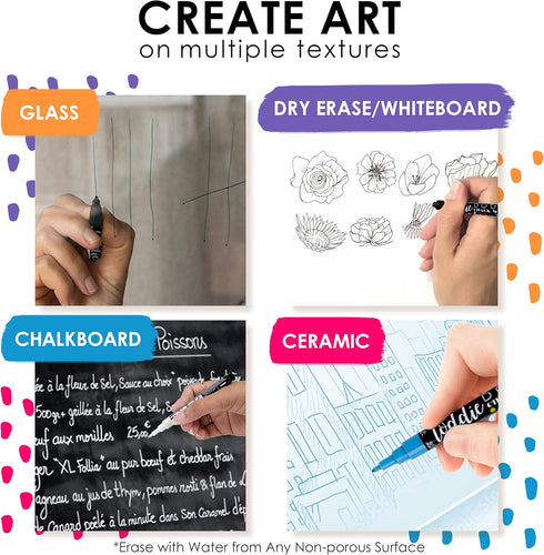 Loddie Doddie Fine Liquid Chalk Markers, 10 Count Erasable, Low-Odor Chalkboard Pens in Earth Tones
