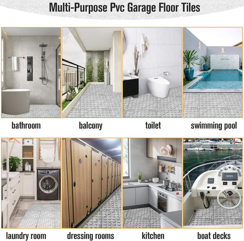 12 Pcs Drainage Mat Modular Interlocking Cushion, 11.8" x 11.8" Non-Slip Interlocking Rubber Floor Tiles for Deck Pool