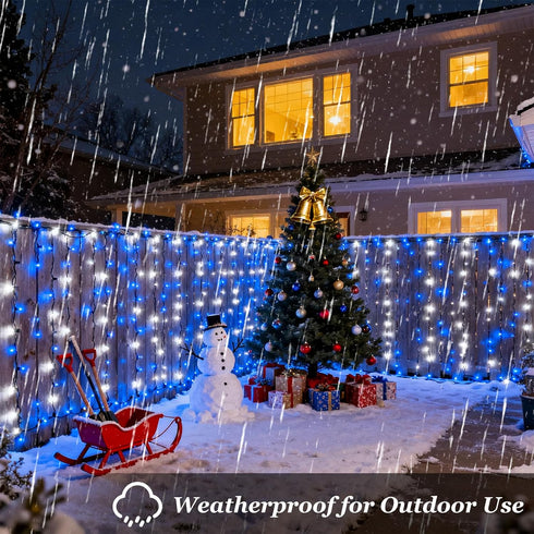 300 12 Dimmable, 75FT LED Blue White Birthday Party Decorations Ocean Party Decor String Lights with Modes Timer