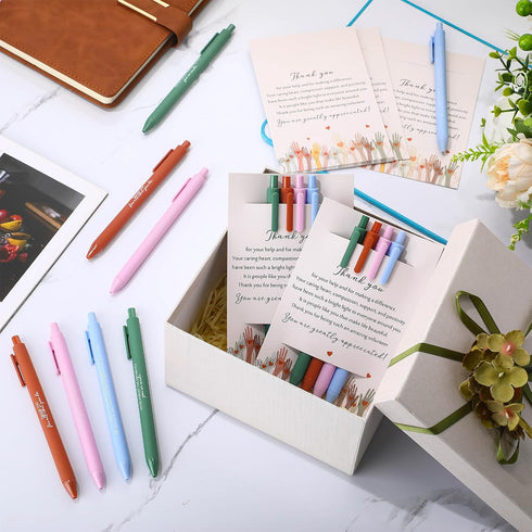 Sinload 24 Sets Volunteer Appreciation Pen Gift Bulk Inspirational Quotes Ballpoint Pens with Volunteer Thank You Card