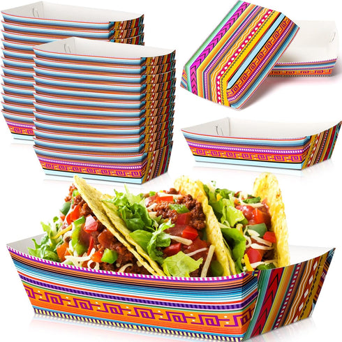 50 Pack Mexican Taco Nights Food Trays Deli Trays Nacho Popcorn Candy