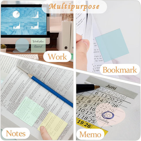 BAYTORY 1700 Sheets Transparent Sticky Notes, Clear Waterproof 3 x 3 inch, Self-Adhesive Translucent Writable Index Tabs