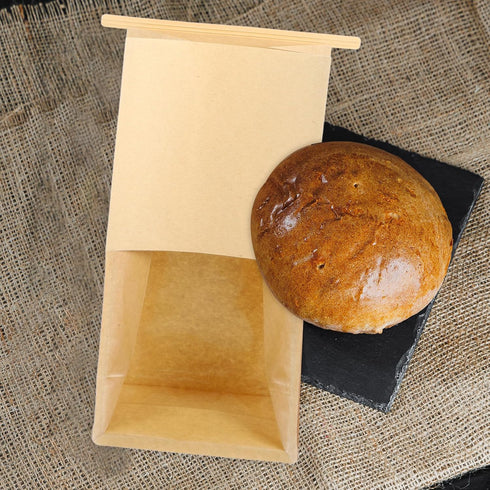 50pcs Packaging Small Kraft Paper Bread Bags with Iron Wire Self-sealing Strip for Homemade Bread Storage and Bakery