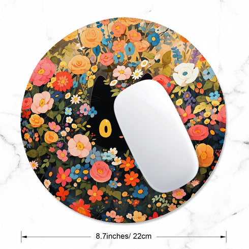 ITNRSIIET Mouse Pad, Premium-Textured Waterproof Round Mouse Mat with Stitched Edge, Non-Slip Rubber Base, 8.7×8.7