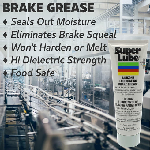 Super Lube 97008 8 oz Silicone Lubricating Brake Grease with PTFE, Tube, Translucent White