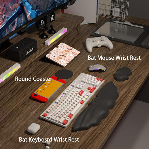 Keyboard Wrist Rest - Soft Leather Halloween Bat Wrist Pad for Mouse Wrist Rest with Non-Slip Base, Wrist Pad