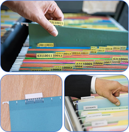 Hanging File Folder Tabs - 120 Pcs File Tabs and 200 Pcs Inserts for Hanging Folders