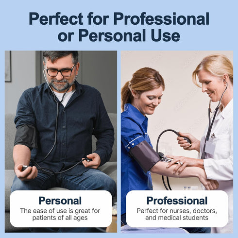 Lumiscope Professional Blood Pressure Kit - Stethoscope, Manual BP Cuff, Sphygmomanometer - Dark Blue