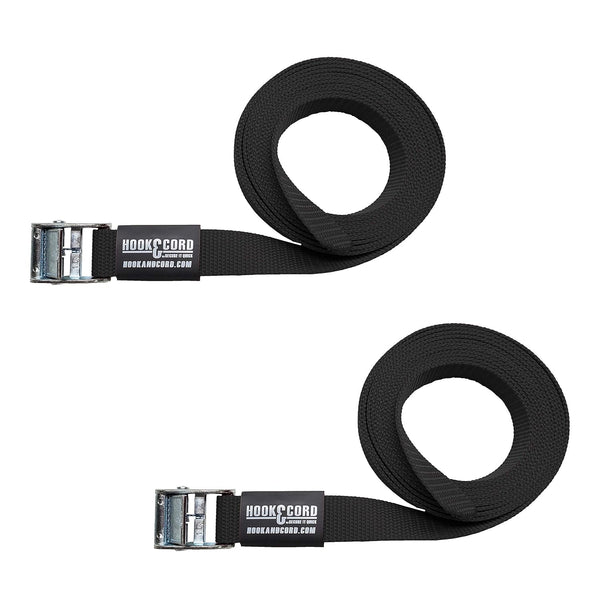 Cinch Tie Down CAM Cargo Utility Lashing Straps, 1" Wide Heavy Duty Webbing (120" CAM - 2 PK, Black)
