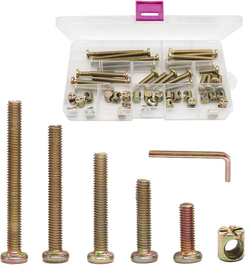 cSeao Crib Bolts Replacement Kit, 50pcs Zinc Plated M6 Socket Cap Screws Barrel