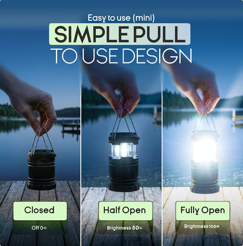 3 MalloMe LED Camping Lantern, Battery Powered Lanterns for Power Outages, Portable Hanging Collapsible Camping Lights