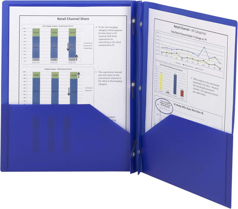 Smead Poly Two-Pocket Folder, Dark Blue, Letter Size, 25 per Box, Tang-Style Fastener