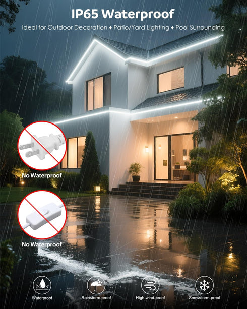 5M 110V-130V 6000K 120LEDs/M 16.4FT Aclorol Outdoor Led Strip Lights Waterproof AC Flexible LED Rope Lights Outdoor
